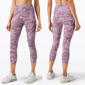 Lululemon Time To Sweat Crop 23" Incognito Camo Pink Taupe‎ Multi W6AX7S Size 2